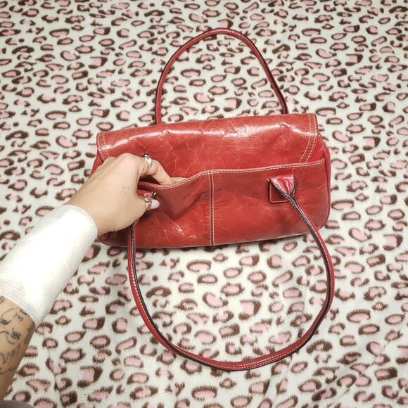Vintage Giani Bernini Leather Red Patent Leather Shoulder Hand Bag Purse Pockets - Picture 9 of 16